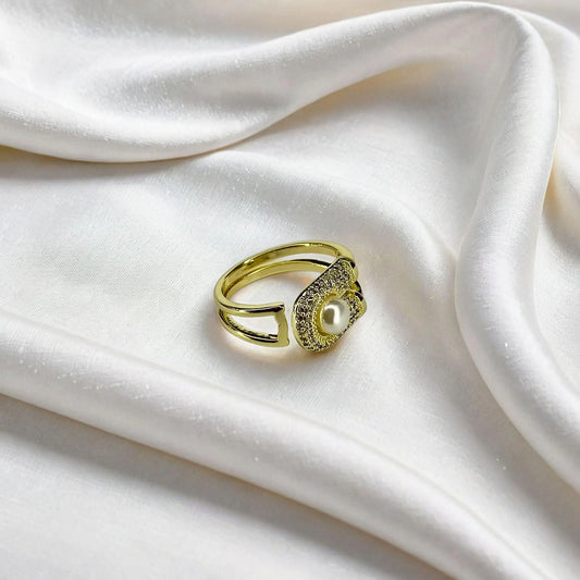Zircon Crystal Pearl Ring